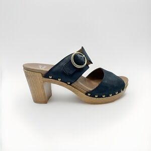 Dansko Women Ramona Women Leather Slide Sandals Sz 9.5 Black Leather Block Heel